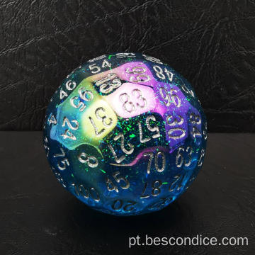 BESCON PLABELAÇÃO DE 100 LADOS, DICE DICE DO GAME D100, Solidral Solidral 100 lados Dados de 45 mm de diâmetro (1,8 polegada)